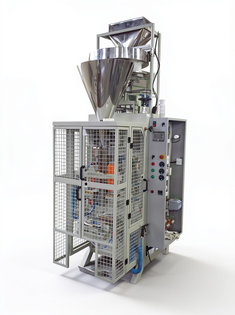 Empacotadora automática vertical EMBRAPAC para grãos — dosagem volumétrica por copos