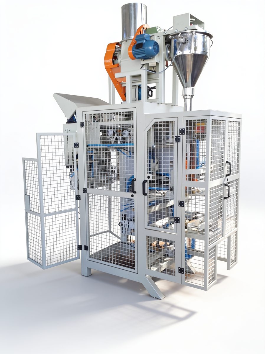 Empacotadora automática vertical EMBRAPAC para produtos em pó — acesso para manutenção