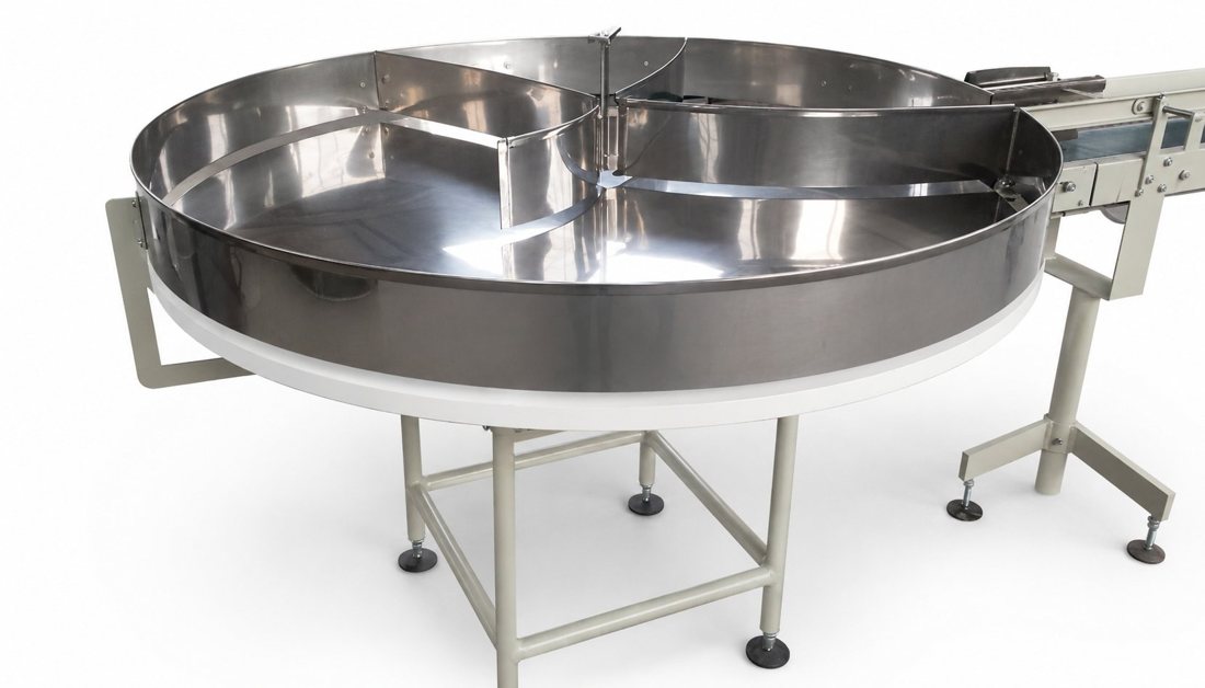 Mesa rotativa de acumulação em aço inox EMBRAPAC